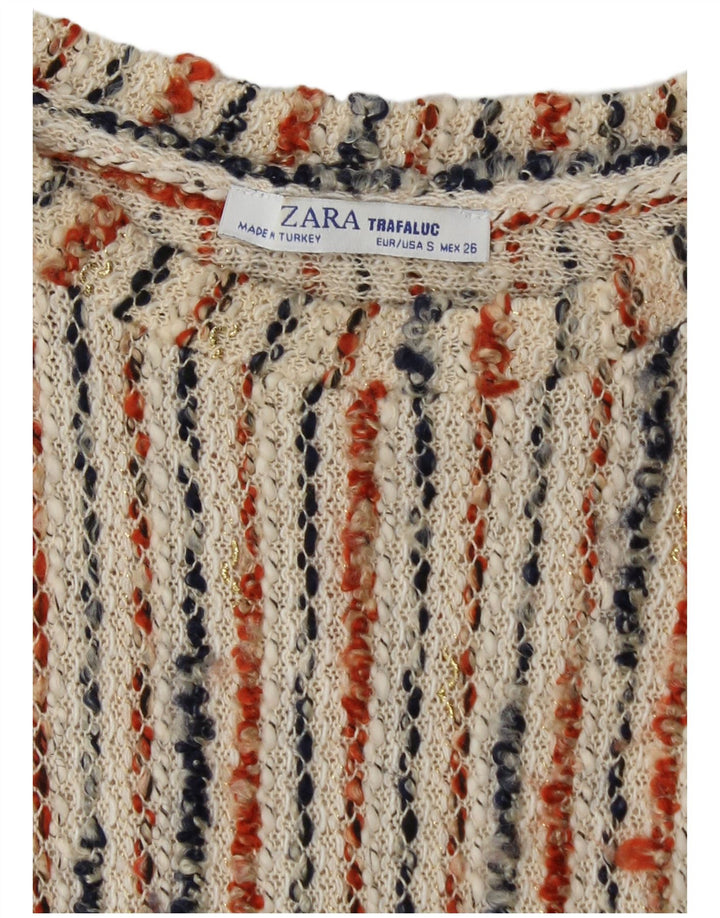 ZARA Trafaluc Jumper Kjole til kvinder DK 8 Lille Off White Stribet