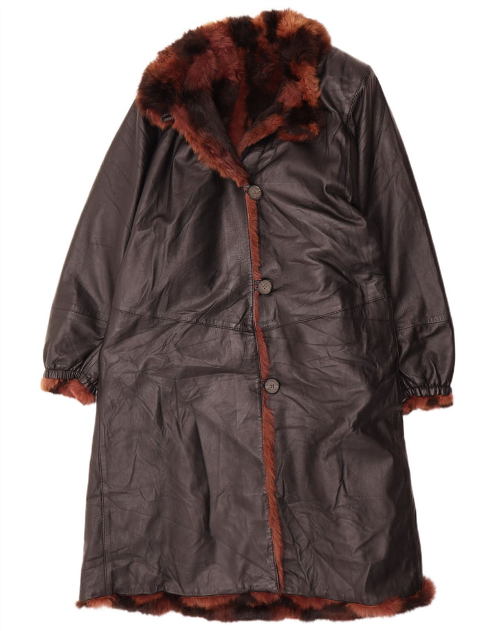 Fontani Dame Oversized Shearling Coat IT 44 medium brunt læder