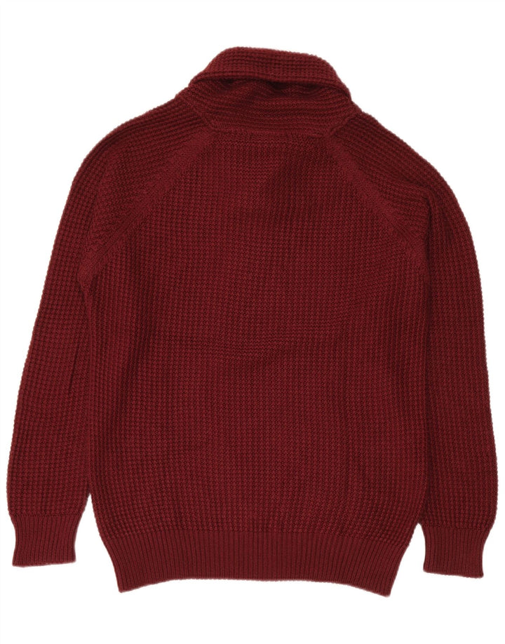 Zara Herre Sjal Hals Jumper Sweater Stor rødbrun akryl