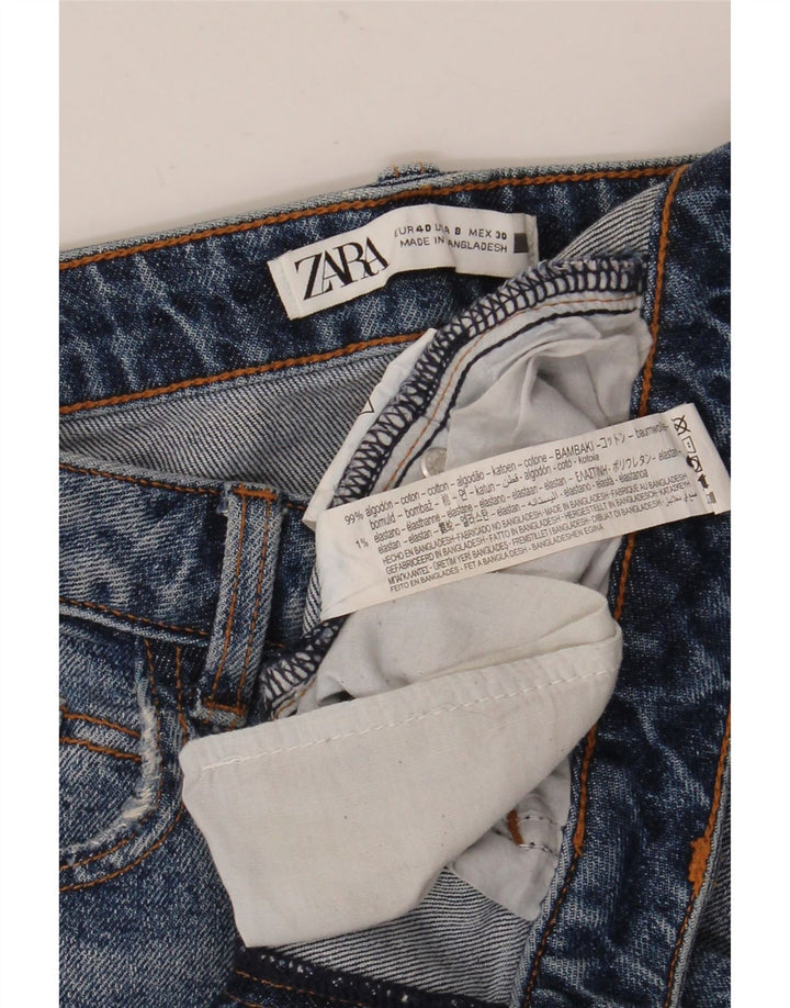 Zara Dame Distressed Slim Jeans EU 40 Medium W30 L28 Blå Bomuld