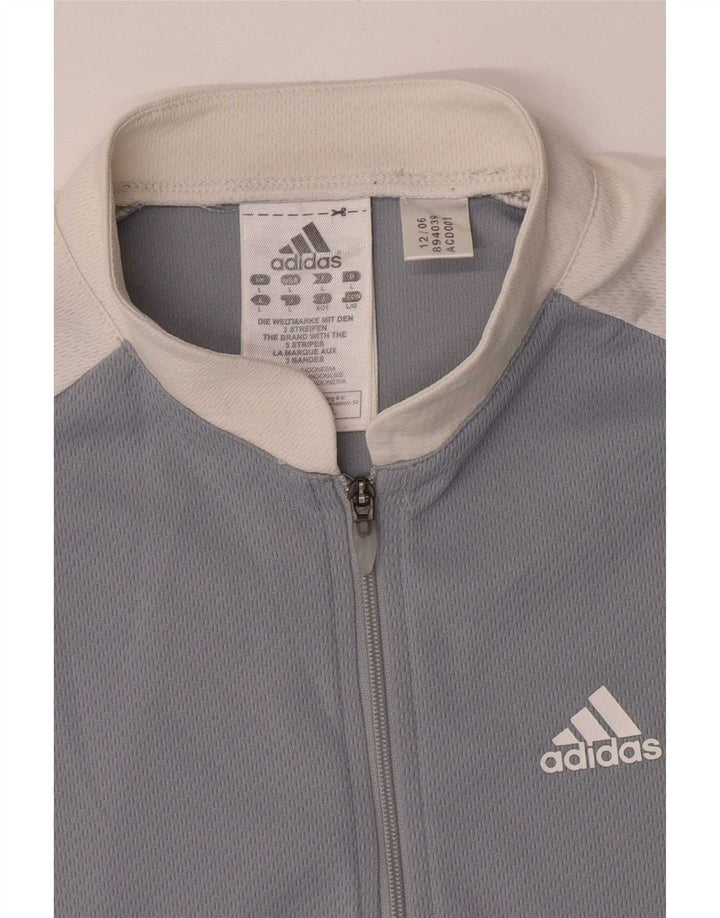 Adidas Dame T-Shirt Top UK 16 Stor Grå Colourblock Polyester