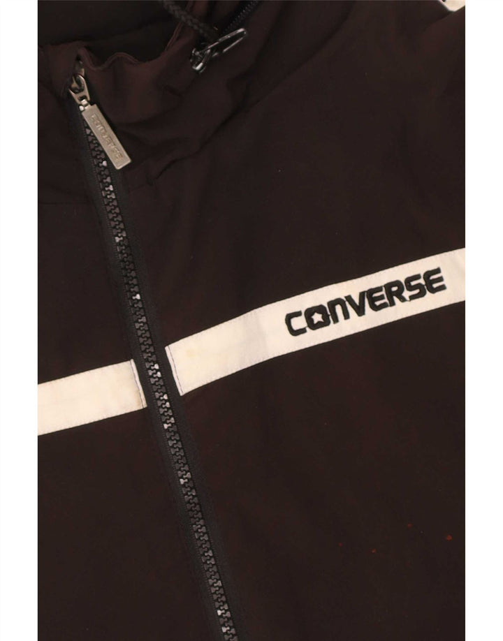 Converse vindjakkejakke med hætte til kvinder UK 14 Medium Sort Colourblock