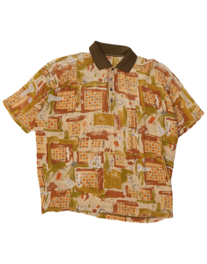 Vintage kortærmet herretrøje 2XL flerfarvet patchwork