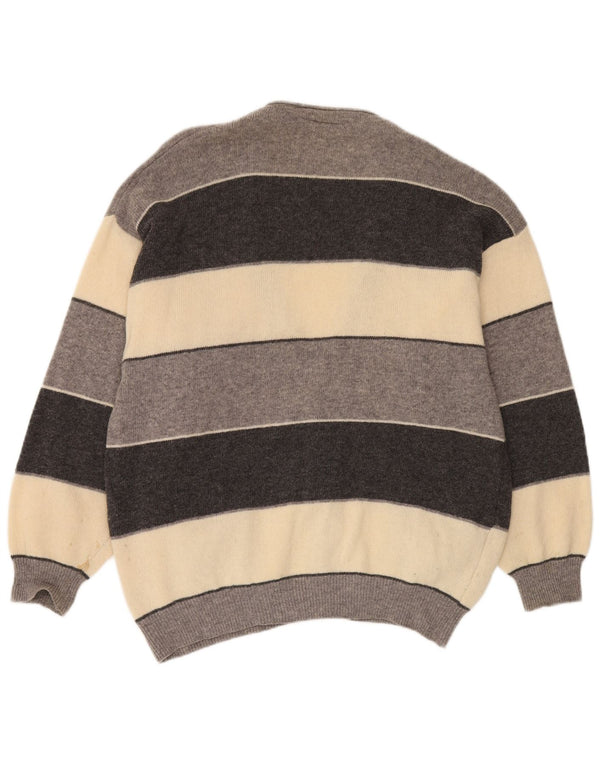 Brian Scott Herre Loose Fit Cardigan Sweater IT 50 Medium Grå Stribet