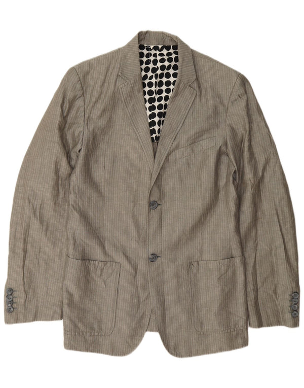 Exte Mens 2 Button Blazer Jacket UK 38 Medium Grey Pinstripe Cotton