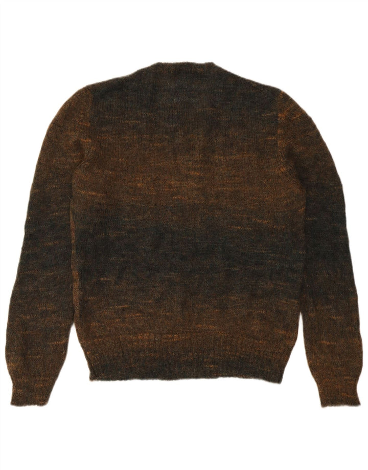 Oris Herre Crew Neck Jumper Sweater IT 48 Medium Brown Stribet Mohair