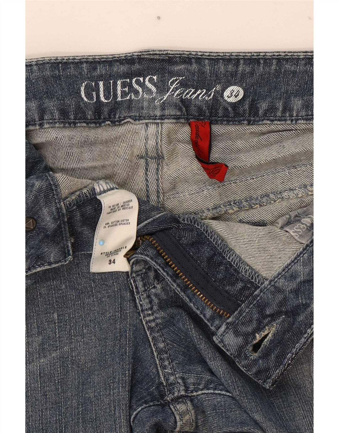 Guess Womens Distressed Bootcut Jeans W34 L30 Blue Cotton