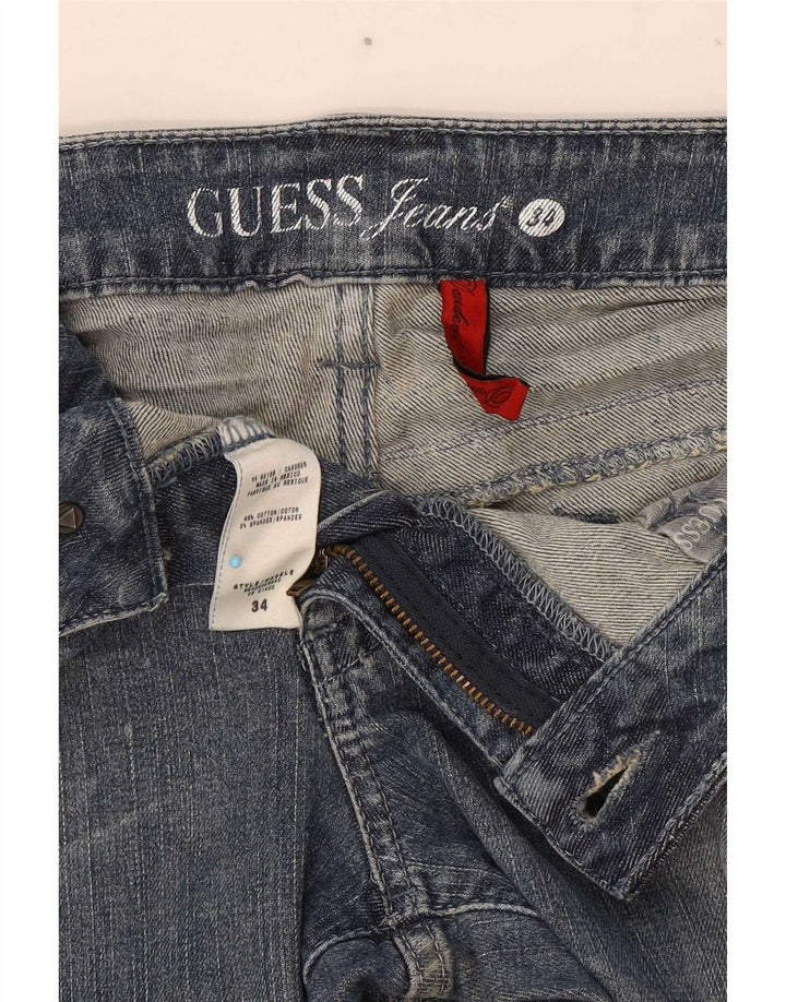 Guess Womens Distressed Bootcut Jeans W34 L30 Blue Cotton
