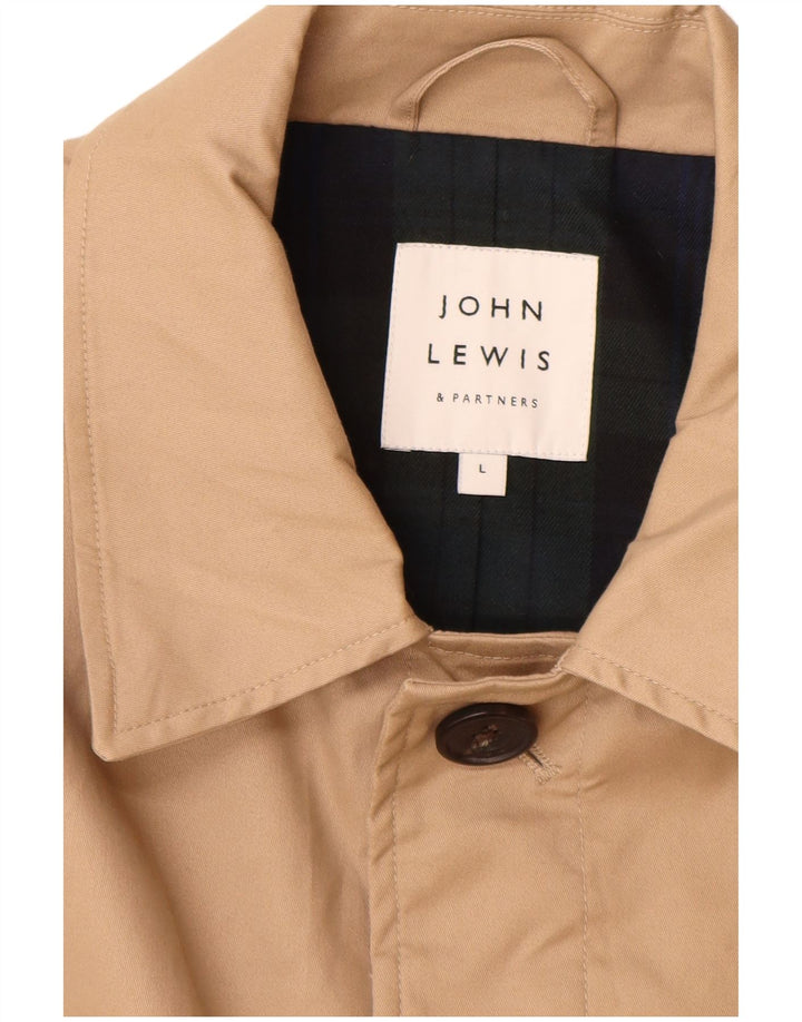 John Lewis Herre Overfrakke UK 40 Stor Beige Bomuld