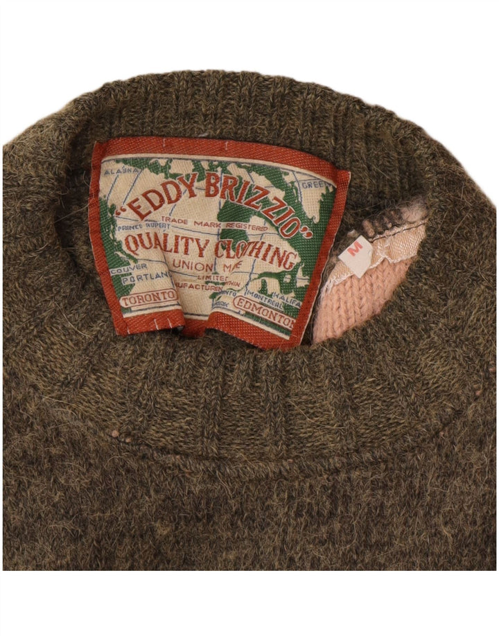 Vintage sweater med rund hals til mænd Medium Khaki Fair Isle