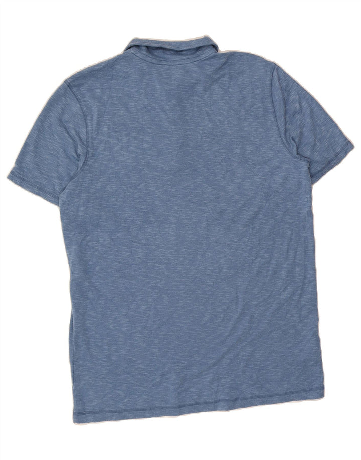 EDDIE BAUER Mens Polo Shirt Large Blue Flecked Modal Vintage Eddie Bauer and Second-Hand Eddie Bauer from Messina Hembry 