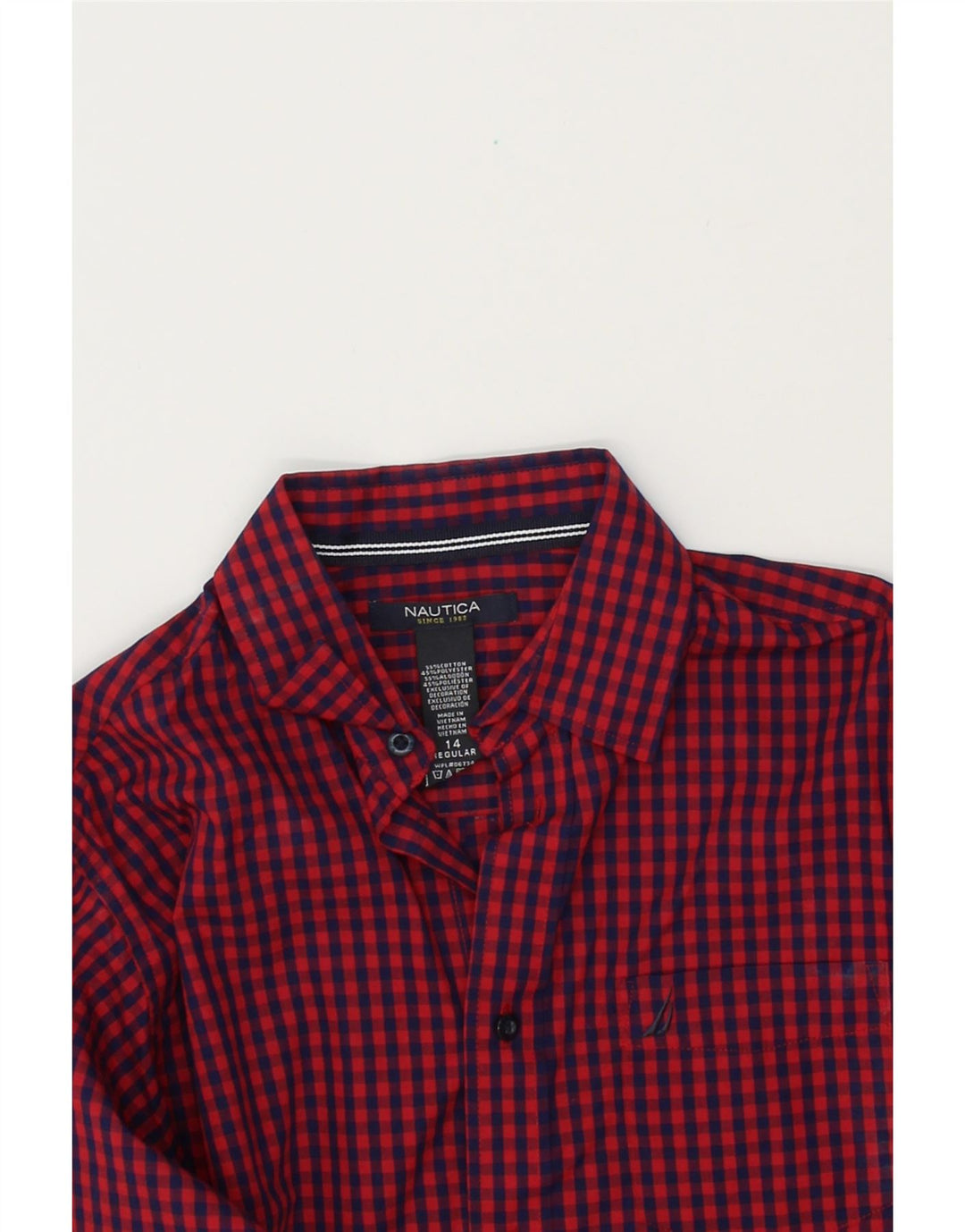 NAUTICA Boys Shirt 13-14 Years Red Gingham Cotton Vintage Nautica and Second-Hand Nautica from Messina Hembry 