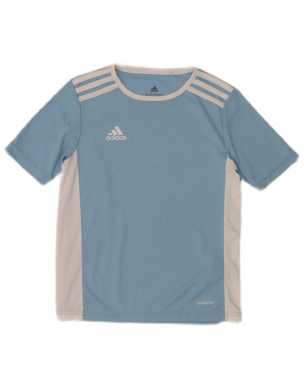 Adidas Boys Aeroready T-Shirt Top 9-10 år Blå Colourblock Polyester