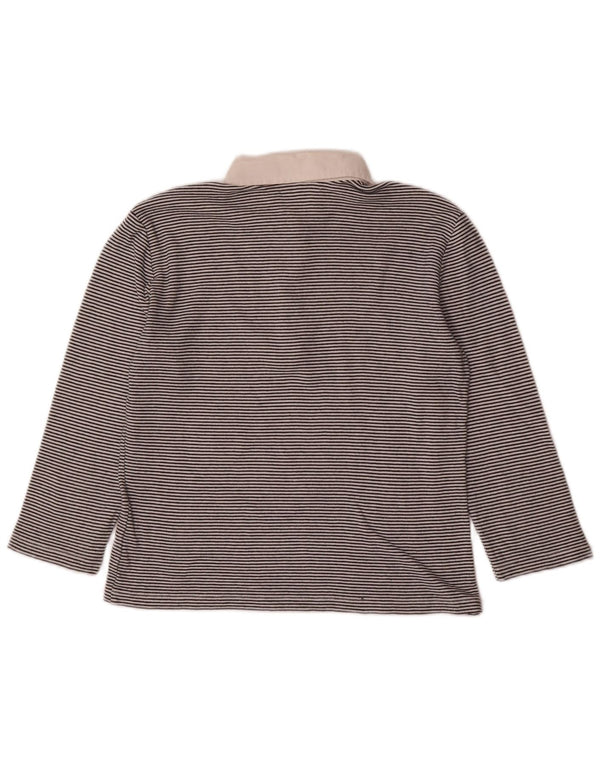 Chaps 3/4 ærmet poloshirt til kvinder UK 10 Lille sort stribet bomuld