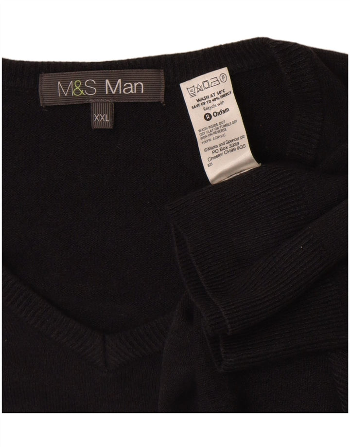 Marks & Spencer Herre V-hals sweater 2XL marineblå akryl