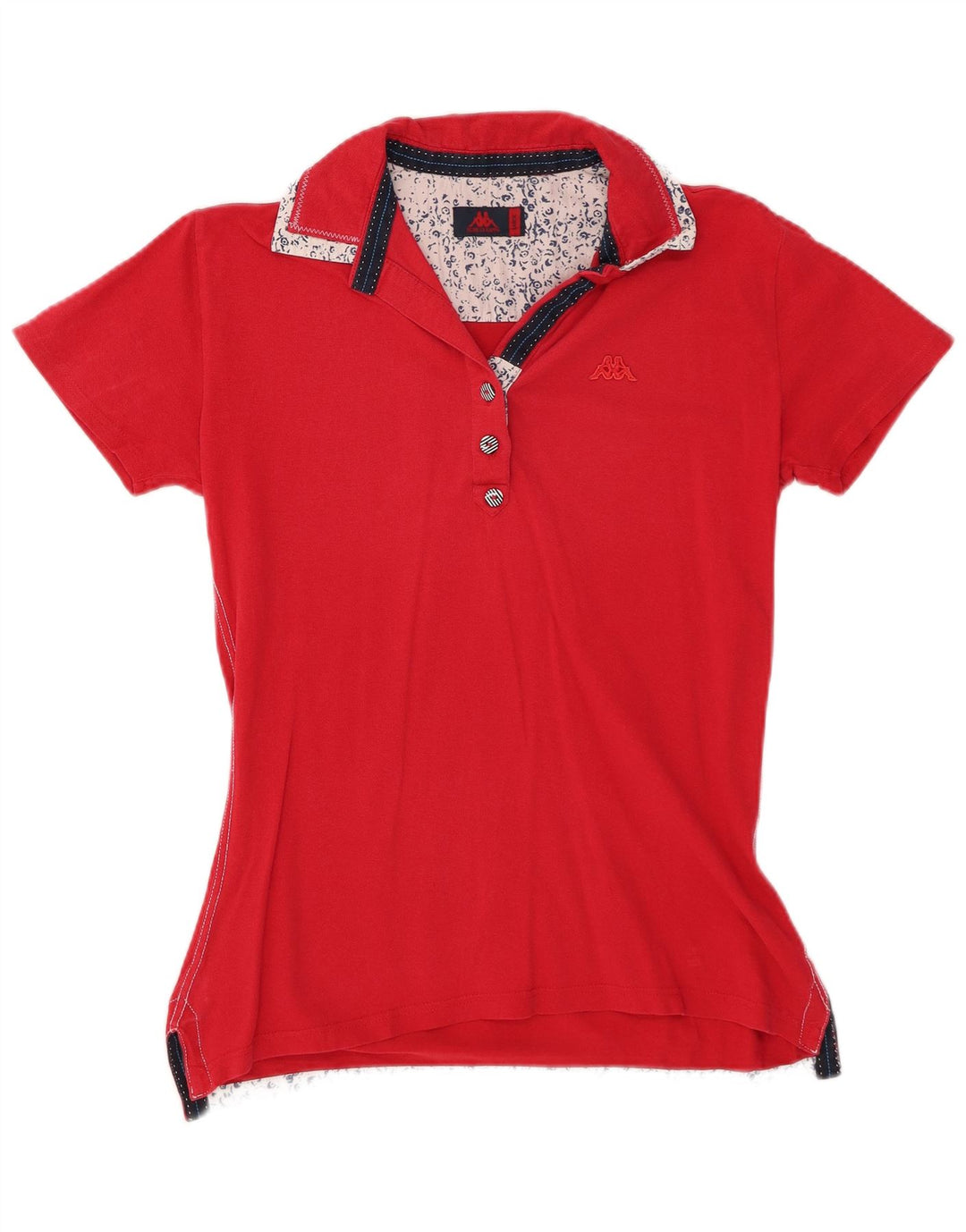 KAPPA Dame Polo Shirt UK 14 Stor Rød Bomuld