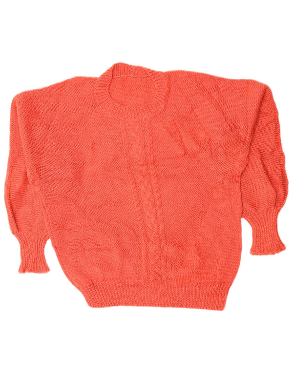 Vintage Dame Oversized Crew Neck Jumper Sweater UK 20 2XL Orange