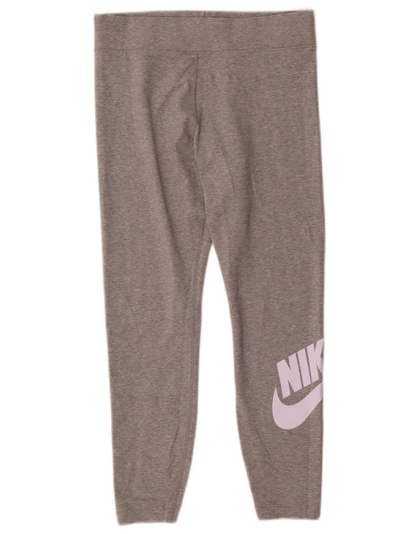 Nike Dame Grafiske Leggings UK 14 Large Grå Bomuld