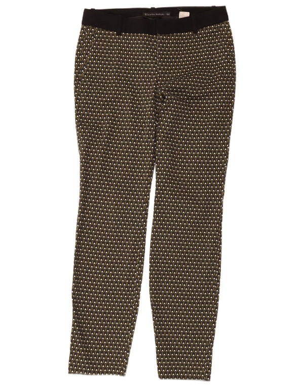 Zara Dame Skinny Casual Bukser XS W24 L29 Sort Geometrisk Bomuld