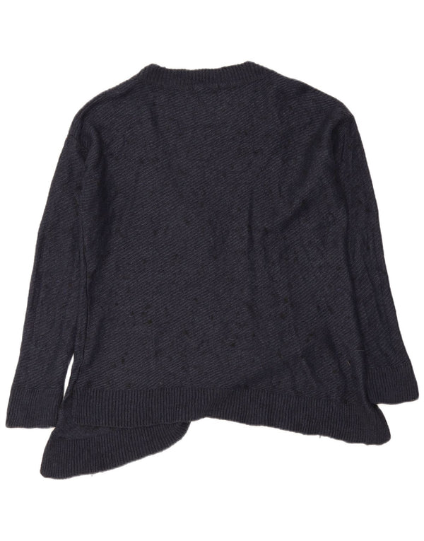 Zara Dame Oversized V-hals sweater UK 14 Medium Navy Blue Flecked
