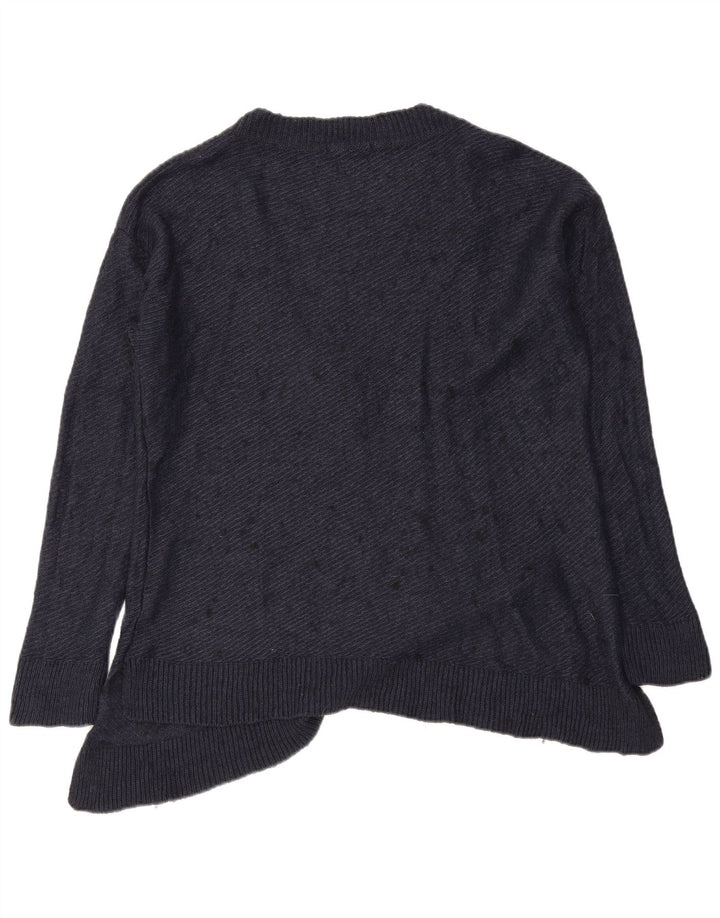 Zara Dame Oversized V-hals sweater UK 14 Medium Navy Blue Flecked