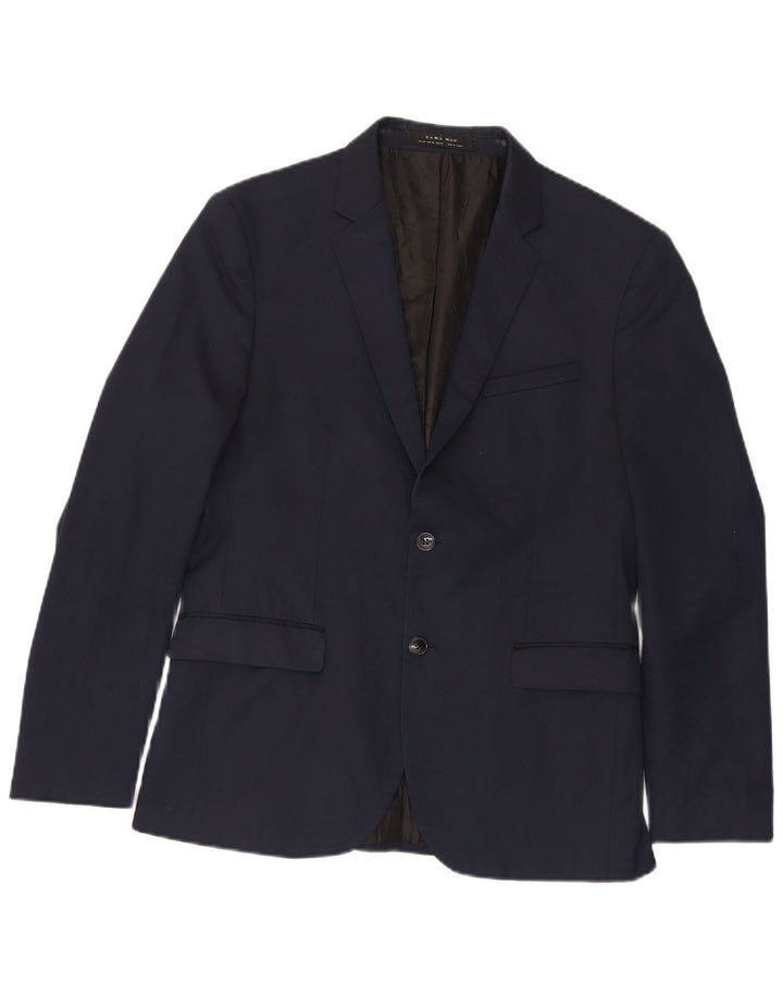 Zara Herre 2-knaps blazerjakke EU 52 Large Navy Blue