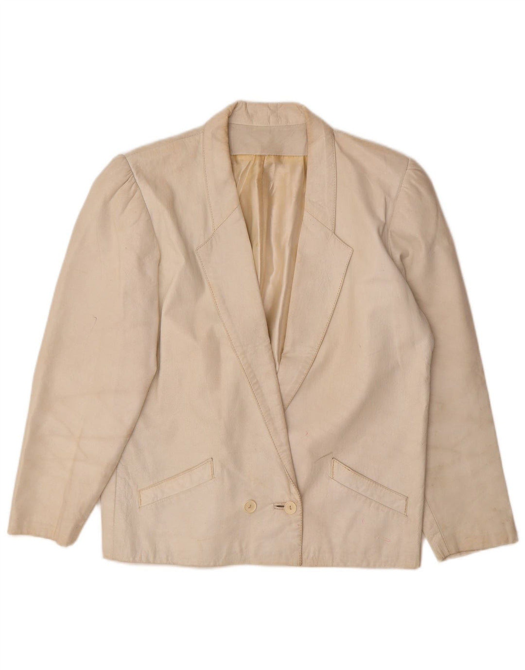 Vintage dame læder 2-delt nederdel Sæt UK 12 Medium W26 Off White