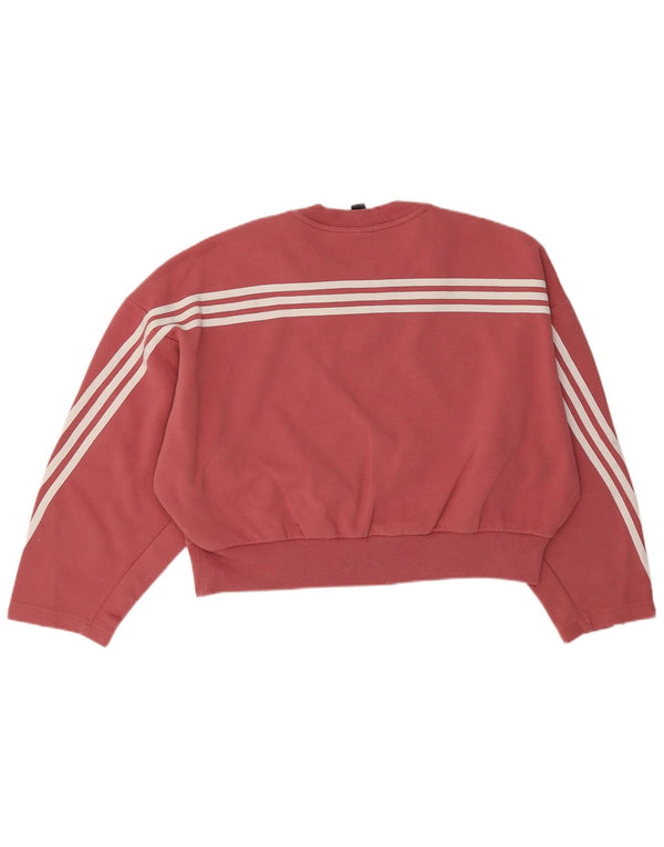 Adidas Womens Crop Oversized Sweatshirt Jumper UK 16/18 Large Pink Bomuld