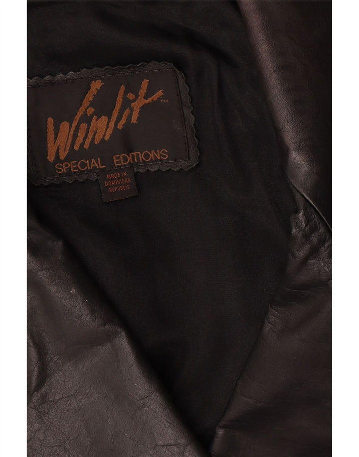 Vintage kvinders oversize læderfrakke UK 16 Large Black