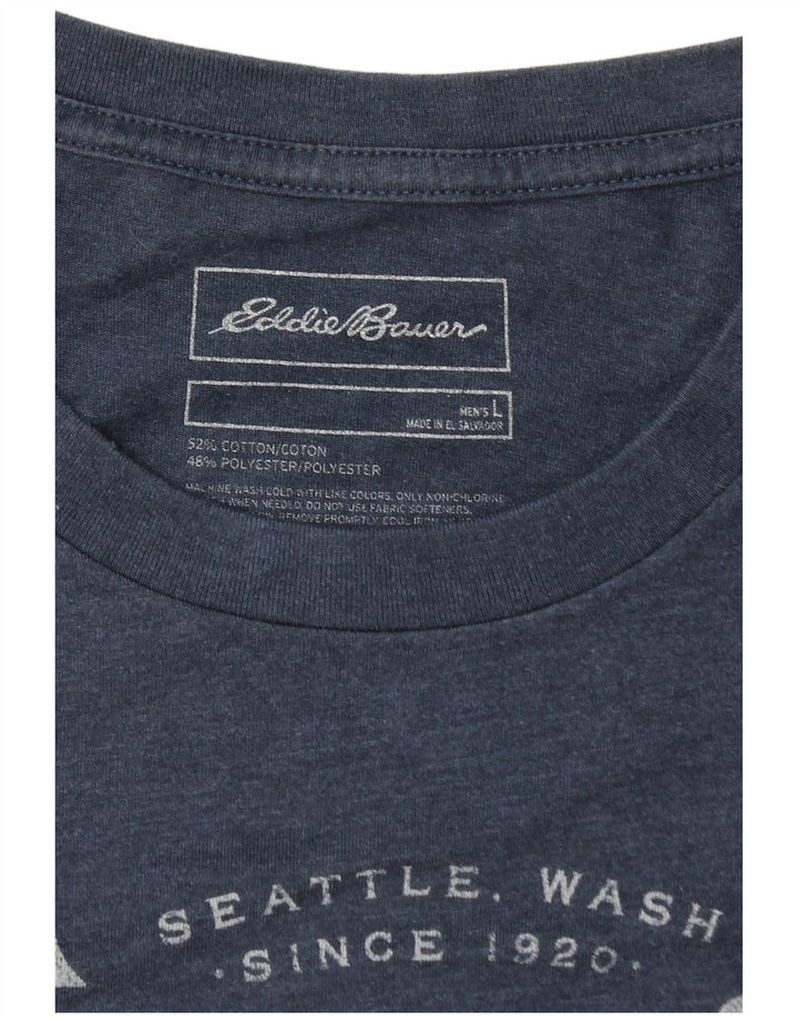 EDDIE BAUER Herre Grafisk T-Shirt Top Stor Blå Bomuld