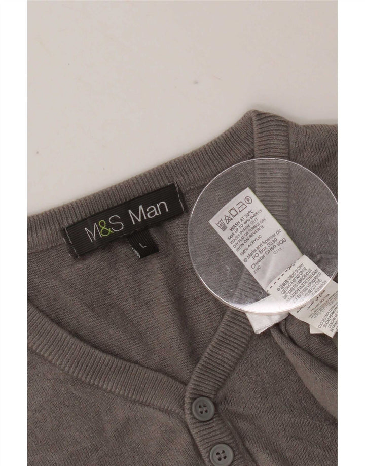 Marks & Spencer Herre V-hals sweater Stor Grå Akryl