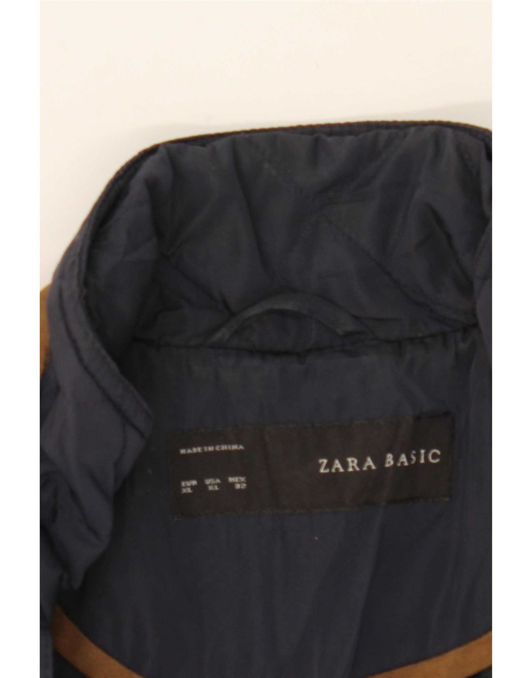 Zara Quiltet jakke til kvinder UK 18 XL Navy Blue Colourblock