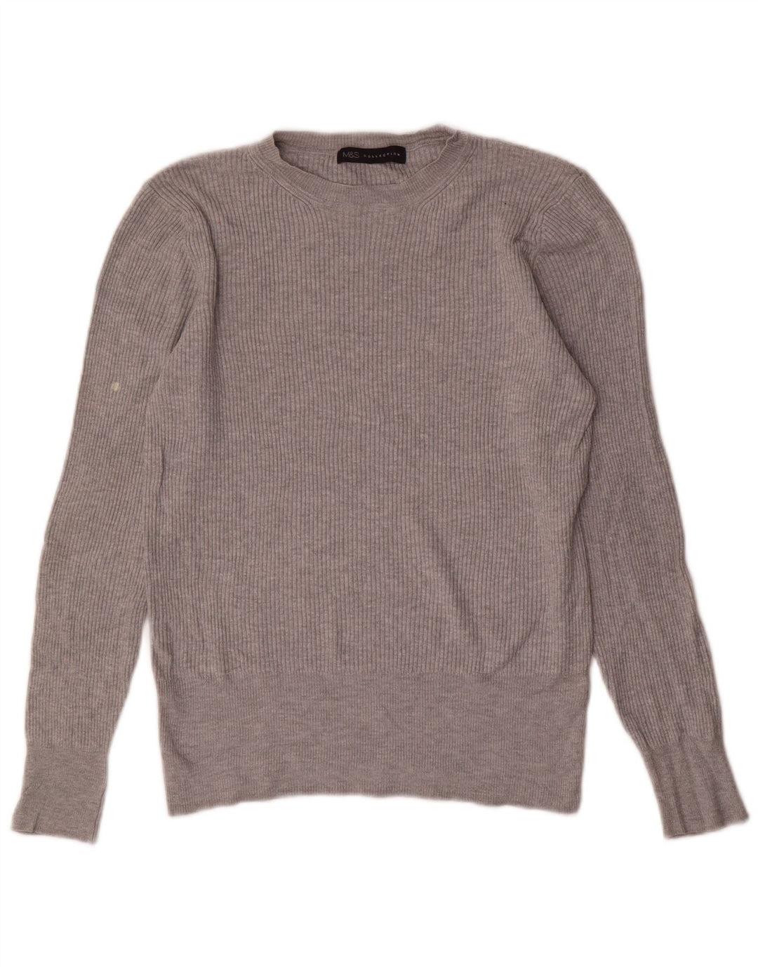 Marks & Spencer Dame sweater med rund hals DK 12 Medium Grå Viscose