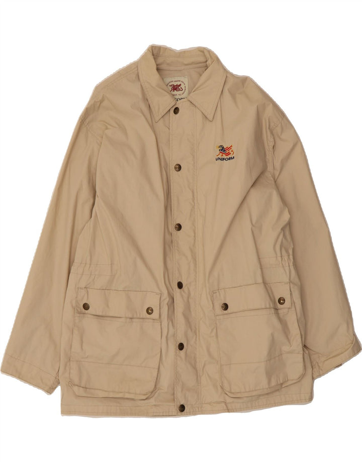 UNIFORM Mens Windbreaker Jacket UK 40 Large Beige Cotton Vintage Uniform and Second-Hand Uniform from Messina Hembry 