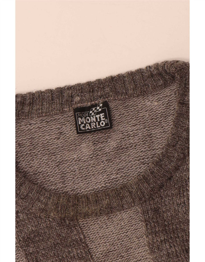 Monte Carlo herre rund hals sweater XL Grå geometrisk uld