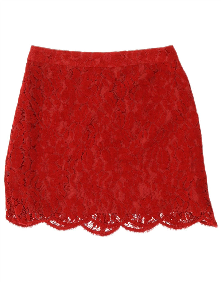 OASIS Womens Mini Skirt UK 10 Small W27  Red Floral Polyester