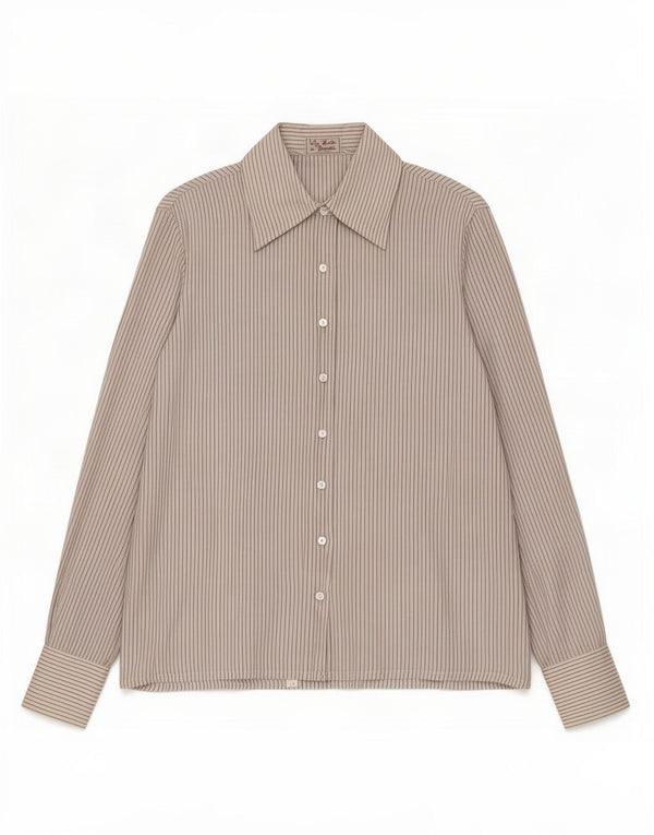 Vintage dameskjorte IT 46 Large Off White Pinstripe Silke