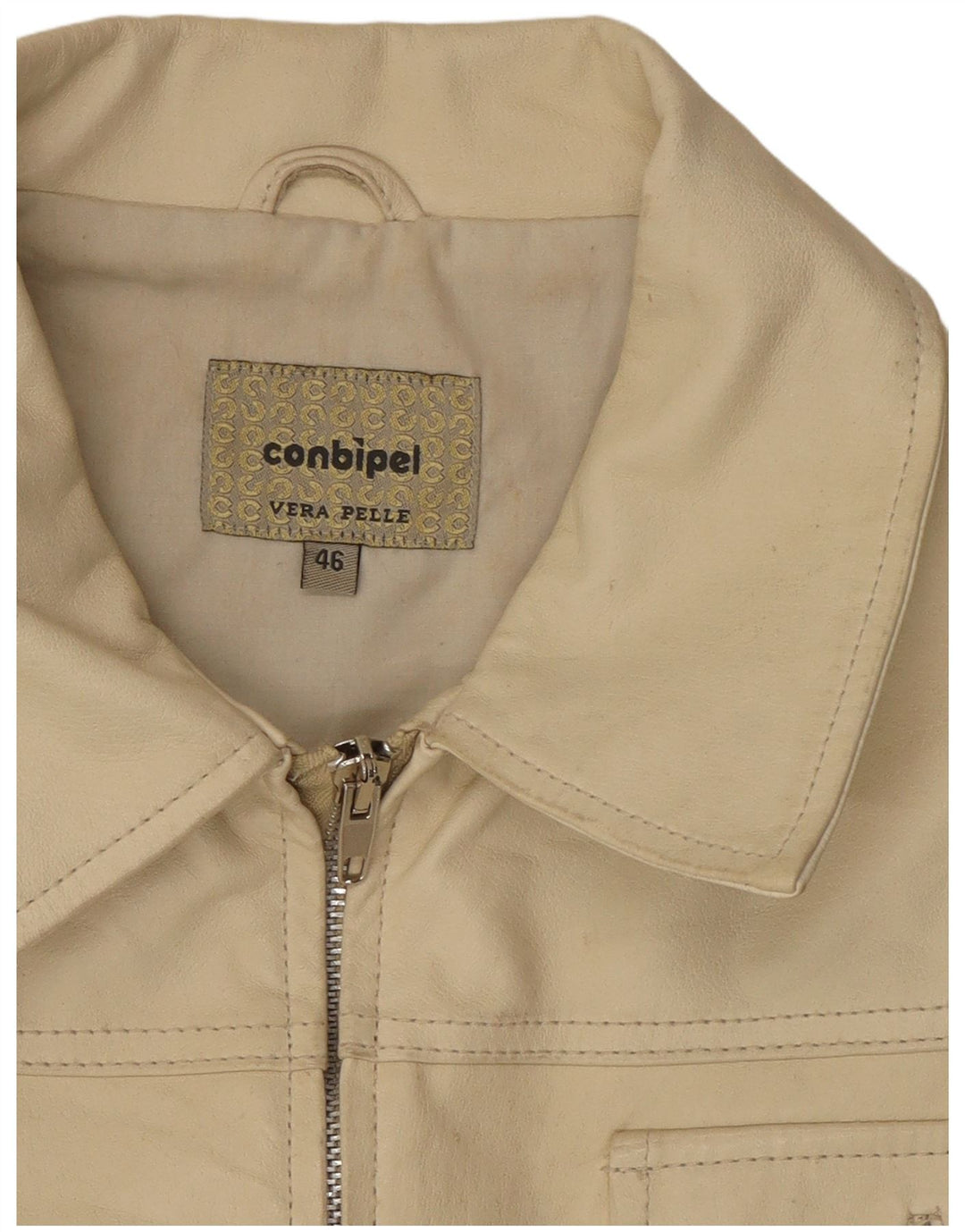 Conbipel Dame Læderjakke IT 46 Large Off White Læder