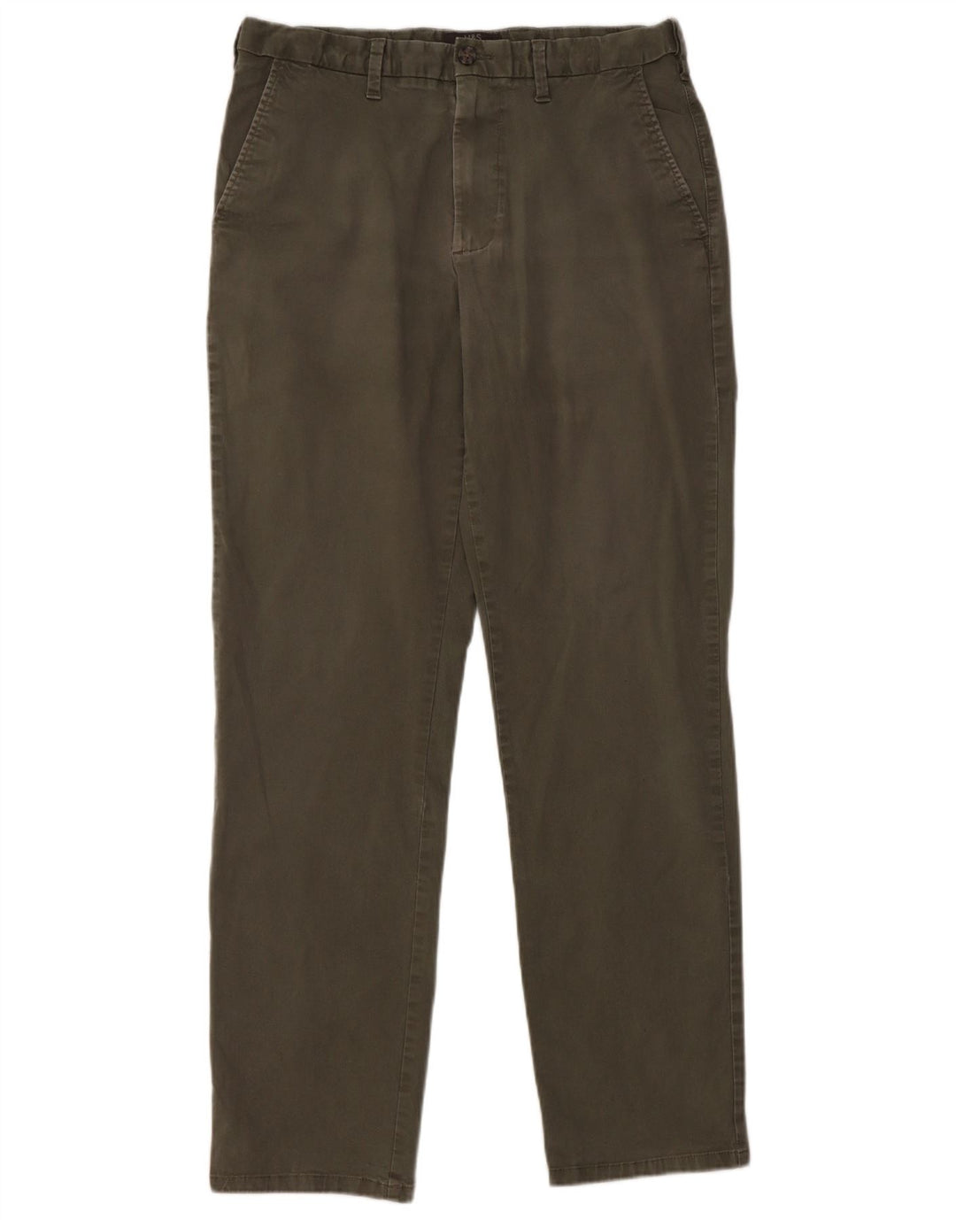Marks & Spencer Herre Regular Fit Chinobukser W34 L33 Khaki Bomuld