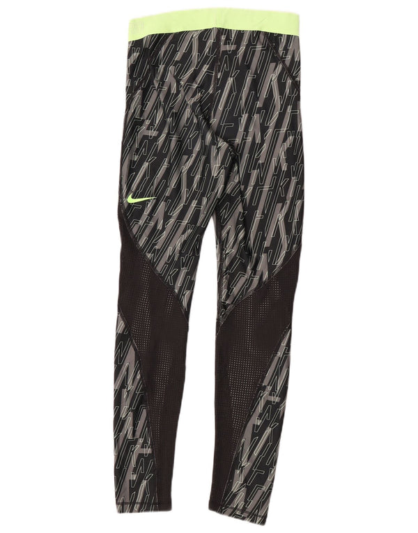 Nike Dame Grafiske Leggings UK 10 Small Black Geometric Polyester Sports