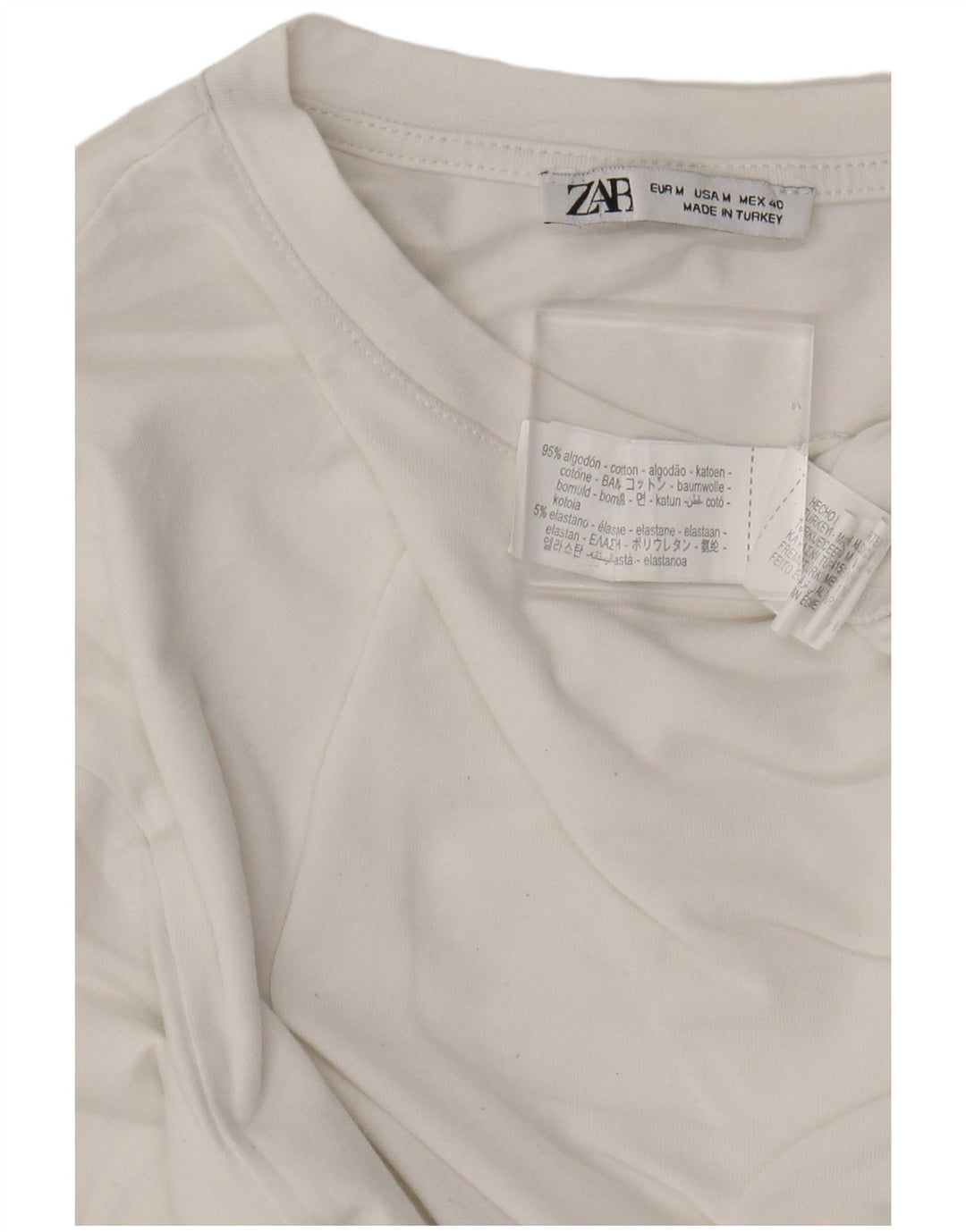 Zara T-Shirt Top UK 12 Medium Hvid Bomuld