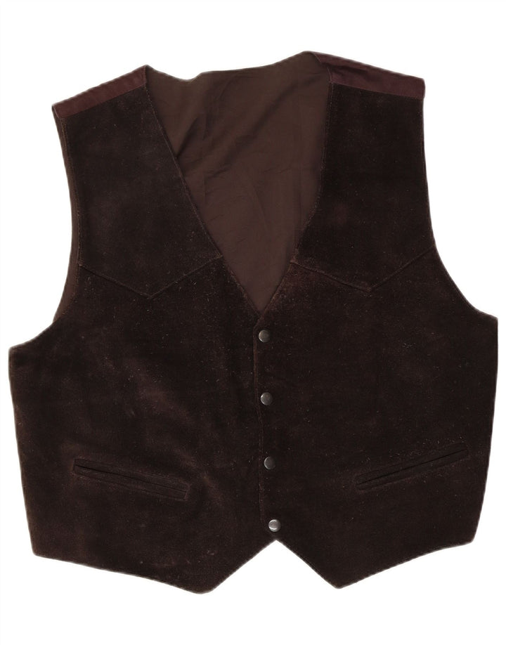 Vintage herre ruskind vest 2XL brun polyester