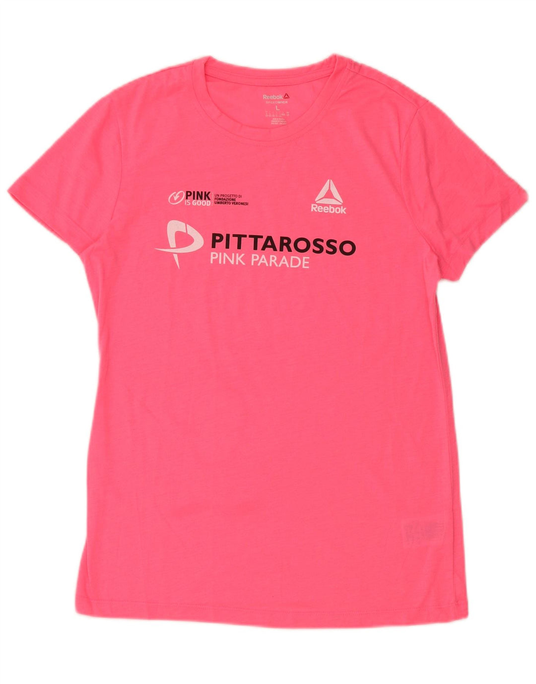 REEBOK Grafisk T-shirt top til kvinder UK 16/18 Stor Pink Polyester