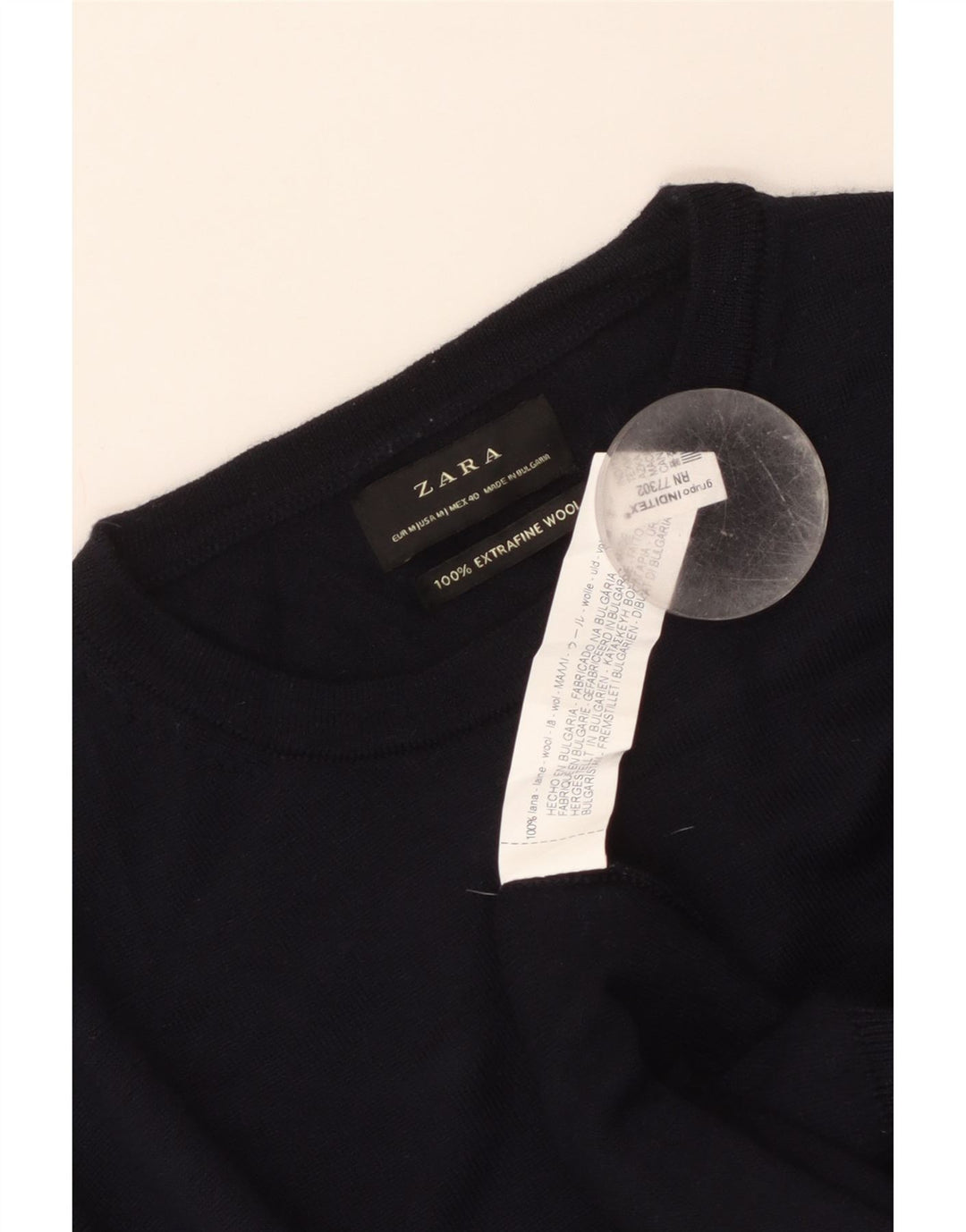 Zara Herre Crew Neck Jumper Sweater Medium Navy Blue Uld