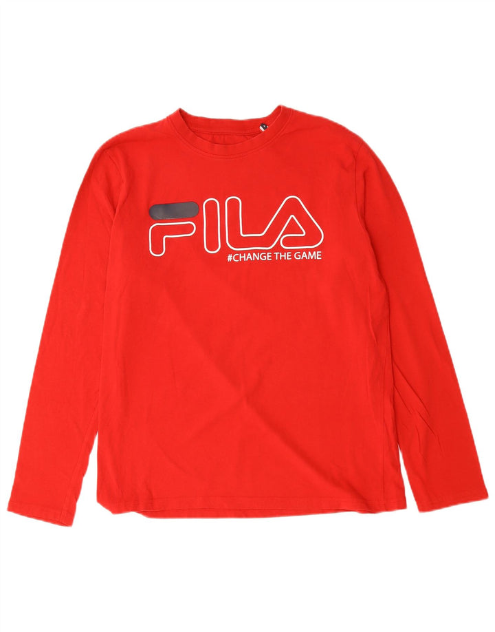 FILA Herre Grafisk Top Langærmet Medium Rød Bomuld
