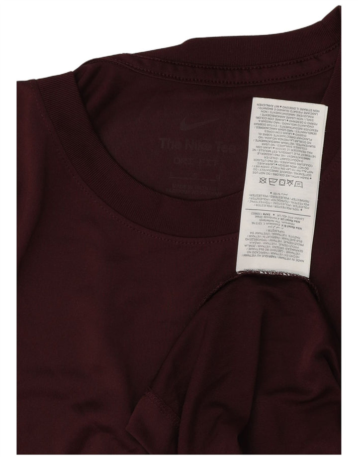 Nike Herre Dri Fit T-Shirt Top Stor Burgundy Polyester