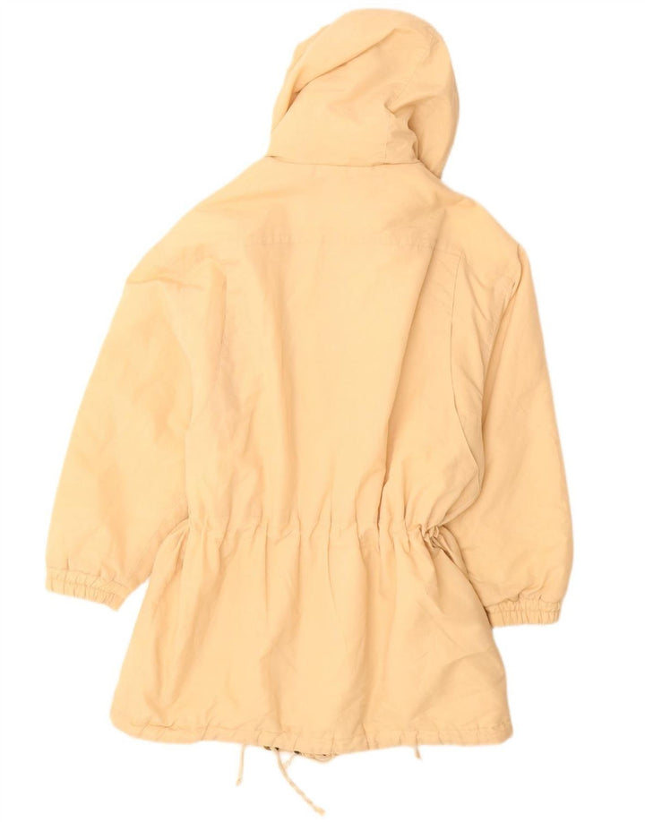 VINTAGE Polstret frakke med hætte til kvinder EU 38 Medium Beige Polyester