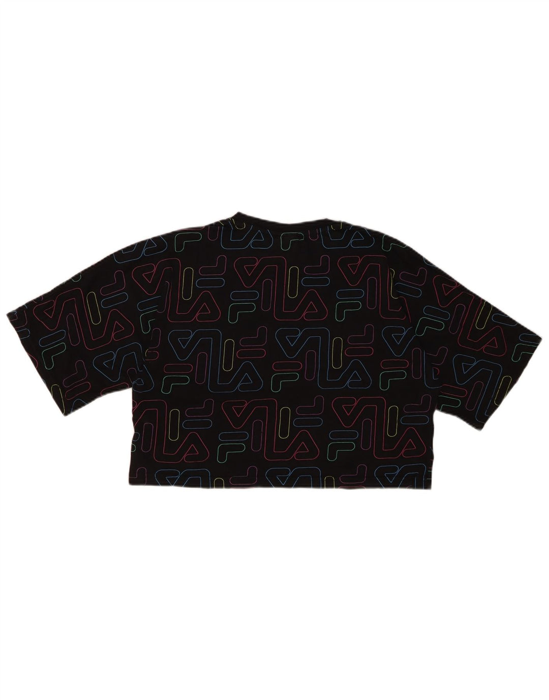 FILA Girls Crop Grafisk T-Shirt Top 15-16 År Sort Bomuld