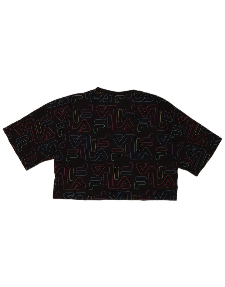 FILA Girls Crop Grafisk T-Shirt Top 15-16 År Sort Bomuld