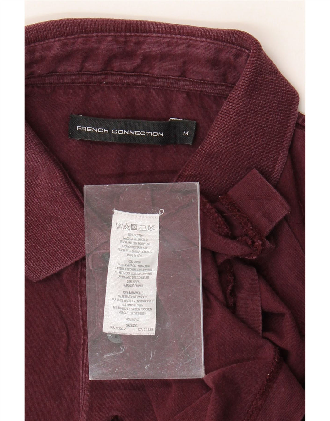 FRENCH CONNECTION Mens Polo Shirt Medium Burgundy Cotton